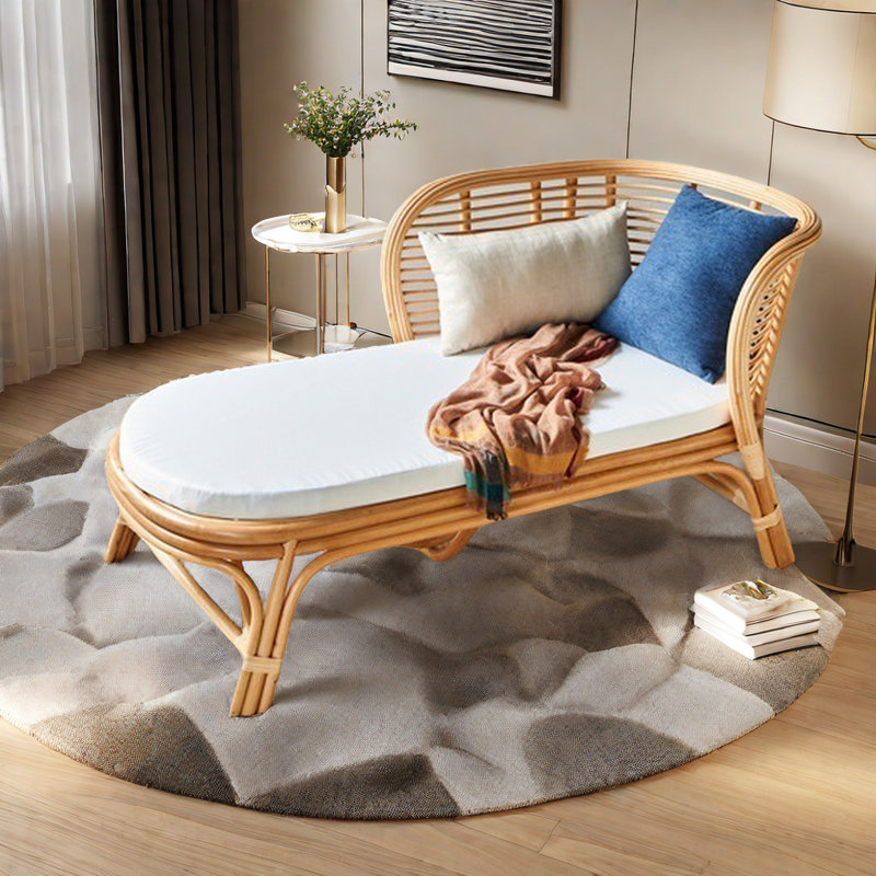 Woven Rattan Recliner Indoor Chaise Lounge Upholstered Chaise Lounge